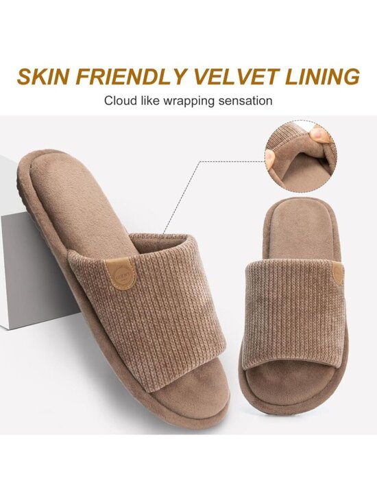 Men\'s Brown Cozy Memory Foam Slippers Indoor Outdoor Slip On House Shoes